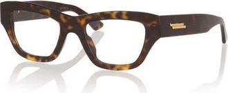 Bottega Veneta 49mm Rectangle optical glasses in Tortoise at Nordstrom