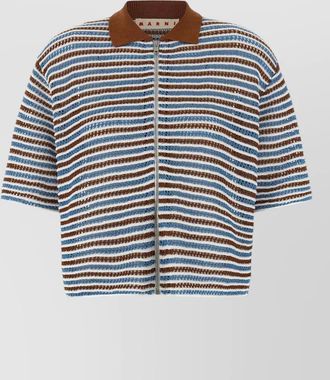 Marni crochet cardigan short sleeves striped design