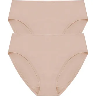 Natori Bliss Bare Cotton Hipster 2-Pack in Lt. Mocha at Nordstrom, Size X-Large