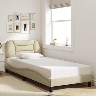 vidaXL Estructura De Cama Sin Colch&oacute;n Tela Crema 90x200 Cm Vidaxl