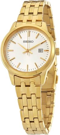 Seiko Classic Quartz White Dial Yellow Gold-tone Ladies Watch SUR412