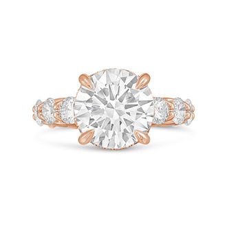 Diana M. Jewels 14kt rose gold lab grown 3ct Lab Grown Round Diamond Halo Ring with Diamond Accents
