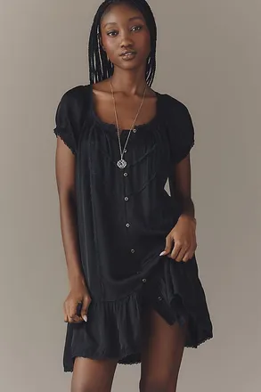 Anthropologie Amber Short-Sleeve Silken Mini Dress