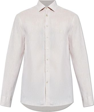 Etro Linnen Overhemd - Heren - Casual Overhemden - Beige - 4XL - Linnen - Overhemden