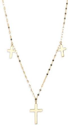 Lana Jewelry 14K Yellow Gold Triple Cross Charm Necklace at Nordstrom Rack, Size 16