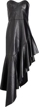 8 by YOOX LEATHER BUSTIER MIDI DRESS