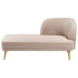 Beliani Beliani - Chaise Longue De Tela De Poli&eacute;ster Estilo Tradicional Muebles De Sala De Estar Beige Marr&oacute;n Claro Derecho Tanlay