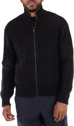 Versace Medusa Embroidered Cable-Knit Full Zip Cardigan, Brand Size 50 ( US Size 40 )