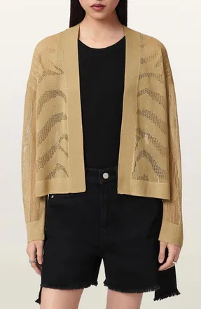 AllSaints Misha Crop Cardigan in Sand Gold at Nordstrom, Size X-Small