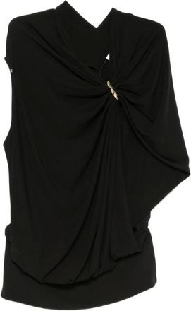 Sportmax Overhemden, Dames, Zwart, M, Leer, Lacuna Blouse