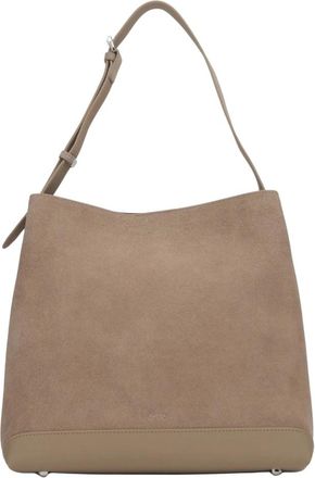 Estro & Luminara Tassen, Dames, Beige, ONE Size, Leer, Beige Schoudertas