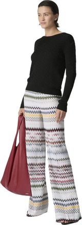 Missoni Wide Zigzag Viscose And Cotton Trousers in Green& Brown at Nordstrom, Size 38 It