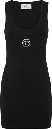 Philipp Plein Kleedjes, Dames, Zwart, S, Katoen, Tanktop Dress