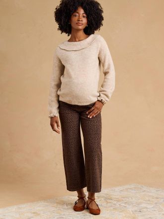 Envie de Fraise Cropped-Umstandsjeans mit Bauchband schokolade