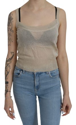 Byblos Sleeveless Spaghetti Strap Tank See Through Womens Top