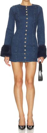 Show me your Mumu Rockefeller Mini Dress In Subzero Indigo With Faux Fur