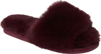 Nine West Faux Fur Slippers in Merlot at Nordstrom, Size Medium