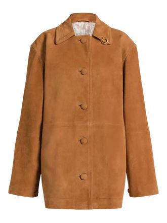Alberta Ferretti buttoned goat skin jacket - Brown