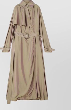Lanvin long trench coat belted waist epaulettes