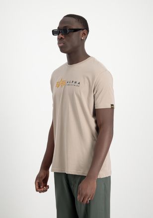 Alpha Industries T-Shirt ALPHA INDUSTRIES Alpha Label T-Shirt, Herren, Gr. M, beige (vintage sand), Obermaterial: 100% Baumwolle, Shirts T-Shirt