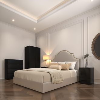 Seconique Malvern 2 Door Wardrobe Bedroom Set in Black