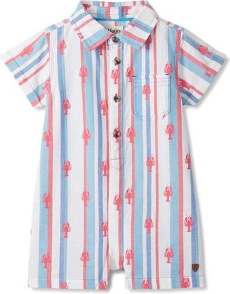 Hatley Kids Preppy Lobster Cotton Romper in White at Nordstrom, Size 12-18M