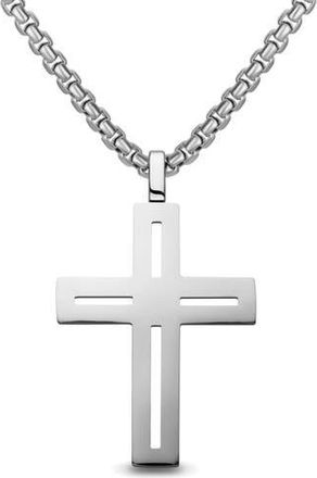 Edforce Mens Cut-Out Cross Necklace in Silver at Nordstrom Rack