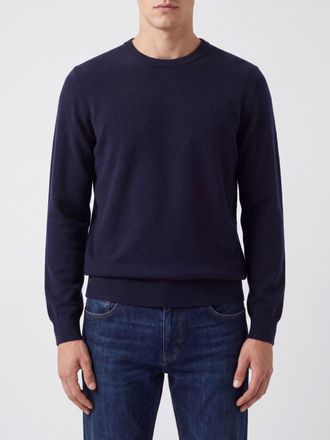 Brunello Cucinelli Pullover girocollo in cashmere con bordi a costine