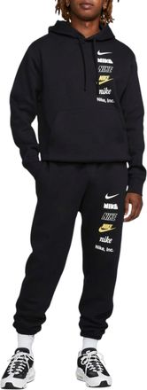 Nike Mens Tracksuit Club BB Stacked Pullover Fleece Hoodie Winter - Black Cotton - Size Medium