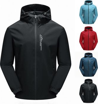 Generic Waterproof Jacket Mens Rain Jackets with Adjustable Hood Lightweight Water Resistant Raincoat Full Zip Hooded Outdoor Coat for Men Walking Hiking Spor