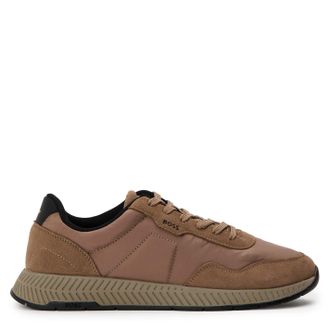 HUGO BOSS Mens Boss Titanium Runn Sdnypa Low Top Sneakers in Dark Beige