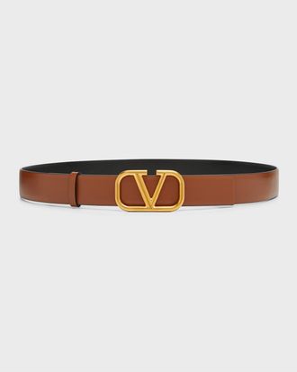 Valentino Garavani VLogo Reversible Leather Belt, 30mm
