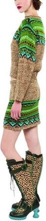 Anna Sui Fair Isle Mini Skirt in Teal Multi at Nordstrom, Size X-Small
