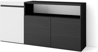 Skraut Home Skraut Home - Aparadores Para Sal&oacute;n, Gran Capacidad De Almacenaje, 150x75x35cm, 3 Puertas, Armario, Zapatero, Estilo Moderno, Blanco Y Negro