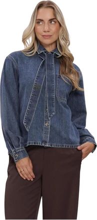 Object Object, Overhemden, Dames, Blauw, XS, Dames Tops & T-shirts Objrosie L/s Re Shirt Noos