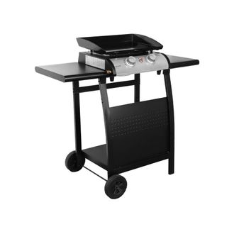 Sweeek Plancha de gas 2 quemadores 5kw + carro, negro