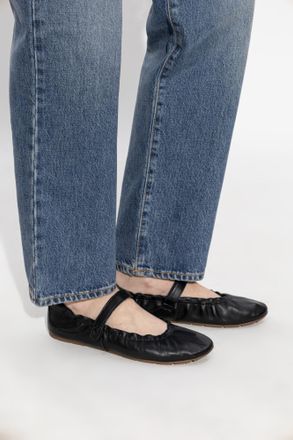 Coach Leather Ballet Flats, Womens, Black