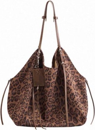 Generic Womens Tote Bag Large Handbag Simple Shoulder Bag for School Work Leisure | Leopard dark brown