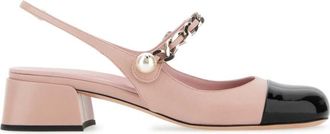 Miu Miu Pink Leather Slingback Pumps