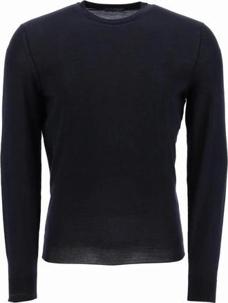 Drumohr Fijngebreide Trui met Ronde Hals - Heren - Ronde hals truien - Blauw - S - Truien & Vesten