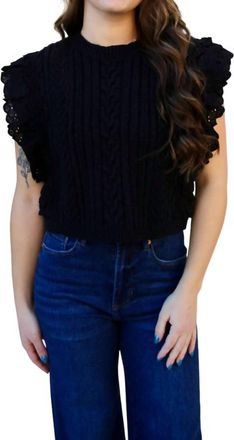 Sadie & Sage Vicki Ruffle Sweater In Black