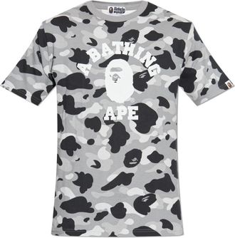 A Bathing Ape T-shirt met logo - Heren - T-shirts - Grijs - XL - Katoen - Tops