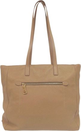 Prada Brown Leather Shoulder Bag Tote Bag (Pre-Owned)