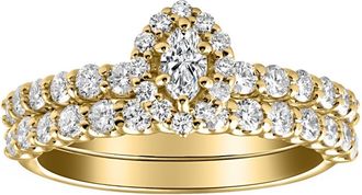 Pompeii3 1 1/4Ct Marquise Halo Diamond Engagement Wedding Ring Set White or Yellow Gold