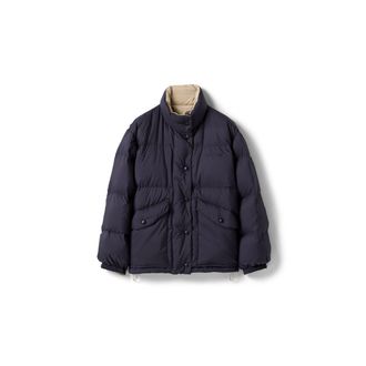Miu Miu Reversible Technical Pong&eacute; Down Jacket, Woman, Beige Sable/blue, Size 38