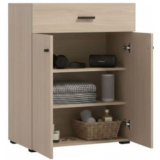 Dmora Mobile da Ingresso Torrice, un Cassetto, 2 Ripiani, 2 Ante, 77x35x98h cm Marrone Rovere Chiaro