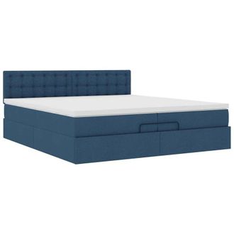 vidaXL Estructura De Cama Otomana Con Colch&oacute;n Tela Azul 200x200 Cm Vidaxl