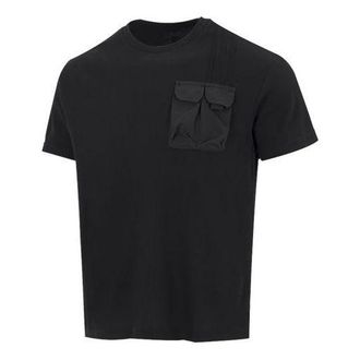 adidas Mens adidas neo Solid Color Pocket Athleisure Casual Sports Round Neck Short Sleeve Black T-Shirt HN4705