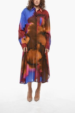 Dries Van Noten Cotton Flared Chemisier DRAS Tie-Dye Effect Dries Van Noten