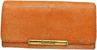 Miu Miu Pre-owned Leather Wallet - Dames - Vintage Accessoires - Oranje - ONE Size - Leer - Vintage